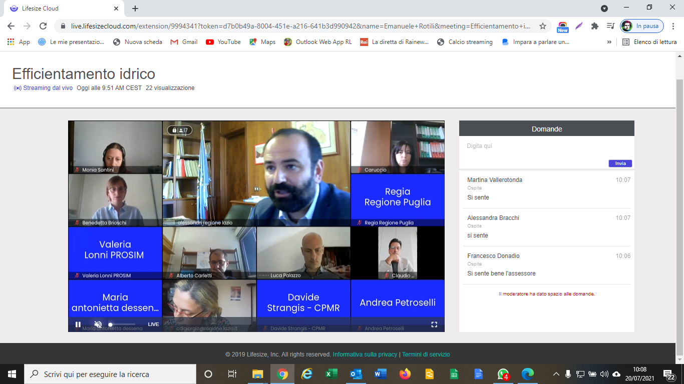 Gallery Webinar, 20 luglio 2021 – “Sinergie per l’efficientamento idrico nell’area mediterranea. Il Programma ENI CBC MED” - Slide 2 of 10